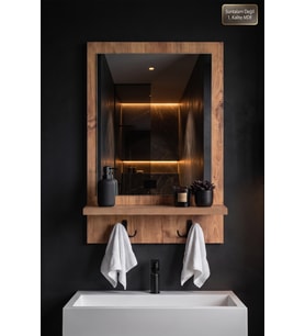 Antik Ahşap Dekoratif Ayna Raflı Askılıklı Banyo Oda Lavabo Wc Dresuar Koridor Konsol Mutfak Makyaj Aynası Dz-001