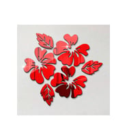 AS TASARIM LAZER ÇİÇEK002 MODEL DUVAR DEKORASYON SÜS KIRMIZI RENK 50 x 50 CM 6 PARÇA