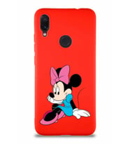 Xiaomi Redmi Note 7 Pro Soft Premier Kapak Minnie Mouse-E Tasarımlı Silikon Kılıf - Kırmızı (Şeffaf)