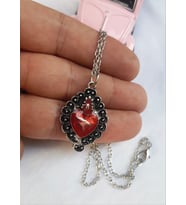 KIRMIZI MİNELİ GOTİK KOLYE
