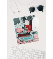 Renkli Çizimli Bilek Destekli Dikdörtgen Mouse Pad Mouse Altlığı.