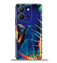 Vivo Y36 Kapak HD Renkli Dizayn Silikon Kılıf - Çicekli Gece