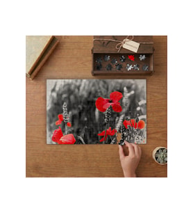 Gelincik Çiçekleri Tasarımı 240 parça Ahşap Puzzle Ahşap Kutuda MP03840
