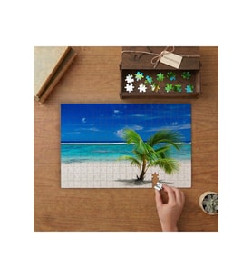 Palm Ağacı Ve Deniz Manzarası Tasarımı 240 parça Ahşap Puzzle Ahşap Kutuda MP11304