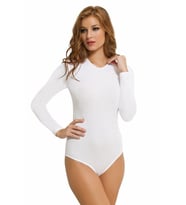 3 Adet Nbb Bayan Bisiklet Yaka Uzun Kollu Çıtçıtlı Body 2946 (Beyaz)
