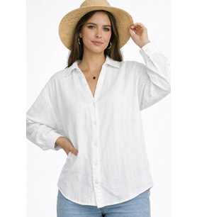 Oversize Pure Touch Beyaz Gömlek