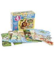 1481 DıyToy Süper Renkli 4'lü Puzzle - Hayvanlar / 8+12+16+24 Parça Puzzle