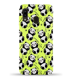 Samsung Galaxy A30 Uyumlu Lansman Kılıf Panda Tasarımlı İçi Kadife Kapak-Sarı (Şeffaf)