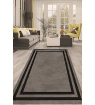 Dijital Kaymaz Taban Yıkanabilir Modern Renkli Salon Halısı Mutfak Halısı Yolluk ND-HT-1595 (Siyah)