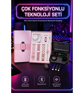 Powerbank Özellikli Bluetooth Kulaklık Ve Nabız Ölçer Akıllı Saat Bileklik Hediyeli