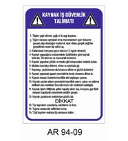 İŞ GÜVENLİĞİ UYARI LEVHASI 1 ADET PVC 21 X 29CM