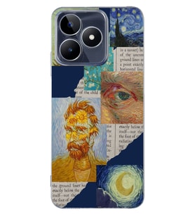 Realme C53 Uyumlu Vincent van Gogh Kolaj Desenli Şeffaf Telefon Kılıfı