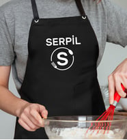 BK Gift Kişiye Özel İsimli Siyah Şef Önlüğü, Aşçı Önlüğü, Şef Önlüğü