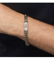 925 Ayar Gümüş El İşçiliği Örgü Gurmet Erkek Bileklik