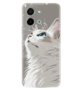 Vivo Y28 Kılıf Boutique Baskılı Resimli Beyaz Kedi Pcode -061