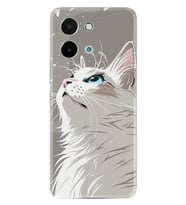 Vivo Y28 Kılıf Boutique Baskılı Resimli Beyaz Kedi Pcode -061