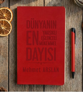 Kişiye Özel Dayıya Hediye Defter Doğum Günü Hediyesi (Kırmızı)