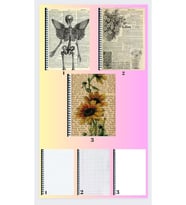 Nostaljik vintage 3 adet defter A4 boyutu çizgili + kareli + çizgisiz ve 9 adet fotokart