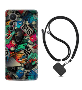 Xiaomi 12 Lite Kılıf Resimli Boyun Askılı İpli Desenli Silikon Series Bass 1886