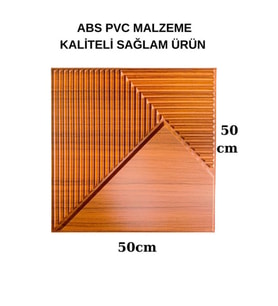 50x50cm 1Adet Teak Renk 3D Abs Çizgili Desenli PVC Dayanıklı Duvar Paneli Silinebilir Lambiri Model