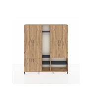 Arges Dolap 15 Raflı 5 Kapaklı Tek Askılı 220x30x243 Çam-Çam/Antrasit