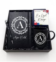 Kişiye Özel Siyah Defter & Siyah Kupa & Siyah Kalem Hediye Seti