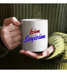 Kişiye Özel Borda Mavi İsim Yazılı Bardak - İsimli Bardak