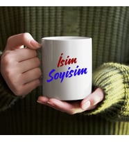 Kişiye Özel Borda Mavi İsim Yazılı Bardak - İsimli Bardak