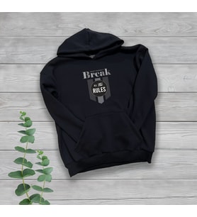 Break All The Rules Göğüs Baskılı Unisex Oversize Siyah Sweatshirt