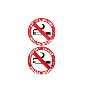 Damla Sticker Yuvarlak Sigara içilmez Logo Sticker Boyut 6.8 cm 2 Adet