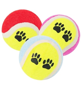3&amp;apos;lü Renkli Desenli Tenis Topu Kedi Köpek Oyuncağı (5343)