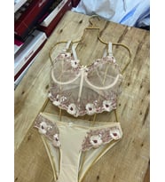 Yüksek Kalite Dantel İşlemeli Özel Motifli Bralet Takım (Ten)