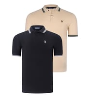 İKİLİ SET T8594 DEWBERRY ERKEK T-SHIRT-SİYAH-BEJ