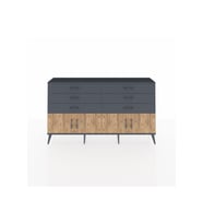 Arges Konsol 2 Raflı 6 Çekmeceli 4 Kapaklı 176x30x99 Antrasit-Çam/Antrasit