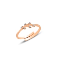 Gümüş rose  zirkon taşlı alttan ayarlamalı yaprak  yüzük SGTL11419ROSE