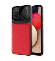 Galaxy A02S Kılıf Zore Emiks Deri Görünümlü Kılıf (Kırmızı)
