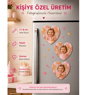 3 Kalpli Fotoğraf Magneti Bebeğe Kişiselleştirilebilir Sevimli Hatıra ve Hediye