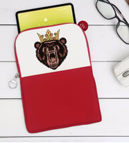 BK Gift Ayı Tasarımlı Taşınabilir Koruyucu Tablet Kılıfı & Organizer Çanta - Kırmızı-1