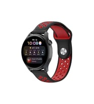 Uray store Watch 20mm Spor Delikli Kordon - Siyah-Kırmızı