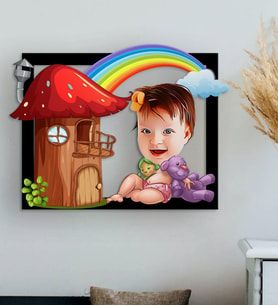 BK Gift Kişiye Özel Bebek Karikatürlü 3D Ahşap Tablo-1