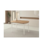 Ortadan Açılır Ahşap Yemek Masası Gizli Kaşıklık Bölmeli 80cm x 140cm Diş Budak-Beyaz (Atlantik Çam - Beyaz)