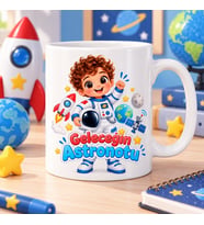 Geleceğin Astronotu Erkek Çocuk Baskılı Kupa – Uzay Temalı Hediye