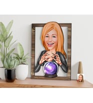BK Gift Kişiye Özel Kadın Astrolog Karikatürlü 3D Ahşap Tablo, Sevgiliye Hediye, Arkadaşa Hediye, Yıl Dönümü Hediyesi, Doğum Günü Hediyesi-1