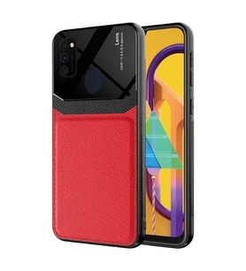 Galaxy M21 Kılıf ?Zore Emiks Deri Görünümlü Kılıf (Kırmızı)