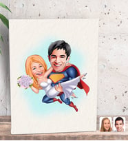 BK Gift Kişiye Özel Sevgililer Karikatürlü Dekoratif Mini Kanvas Tablo 15x20cm-92