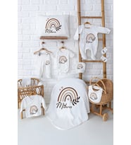 Pia Baby Premium %100 Pamuk 11 Parça İsme Özel Kız Bebek Hediyesi Hastane Çıkışı Seti 5086-00 (Ekru)