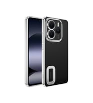 Xiaomi Redmi Note 14 5G Kılıf Kamera Korumalı Logo Gösteren Şeffaf Kapak (Gümüş)