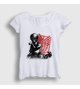 Presmono Kadın Beyaz Bite Anime Attack On Titan T-Shirt 123339tt