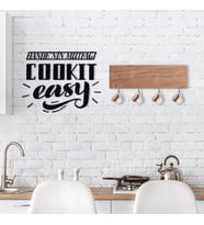 BK Home Doğal Ahşap Dekoratif Fincan Askılığı ve İsme Özel Mutfak Duvar Süsü-4 (Siyah)