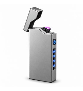 Valkyrie X9 USB Şarjlı Elektronik Ark Çakmak Pil Göstergeli Alevsiz Rüzgara Dayanıklı Gümüş